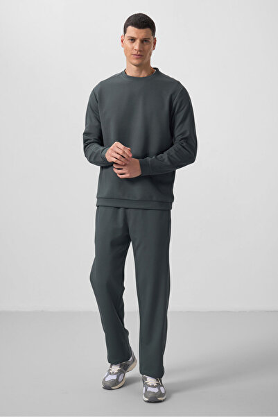 TOMMY LIFE Khaki Surface Textured Oversize Men's Tracksuit - 85275