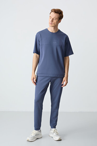 AIR JONES Petrol Pamuklu Kalın Yumuşak Dokulu Oversize Fit Basic Erkek Eşofma...