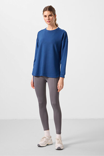 TOMMY LIFE Parlament Soft Textured O Neck Comfortable Form Women's Tunic Sweatshirt - 97305