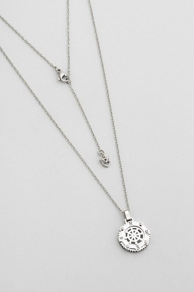 So CHIC... Metallic Compass 63 Cm Steel Men's Necklace