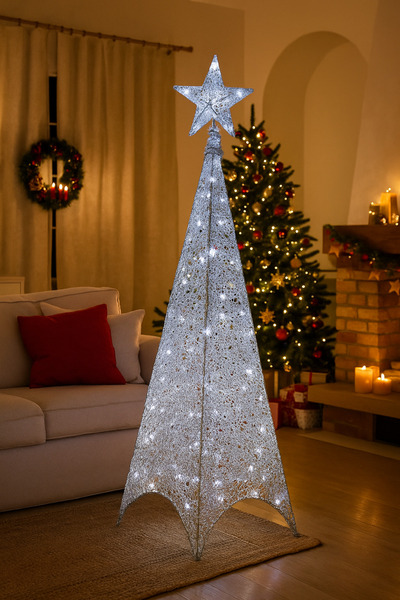 Smg Yayıncılık برج سلكي لعيد الميلاد بطول 150 سم - برج زخرفي فاخر ثلاثي الأبع...