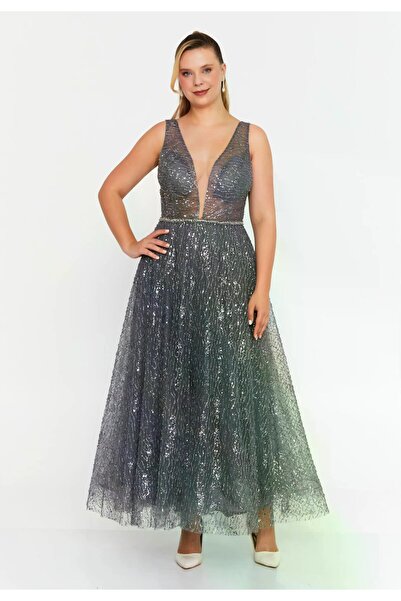 MAXXE 5851STÜ SİMLİ PAYETLİ ELBİSE