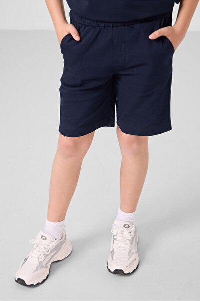 TOMMY LIFE Navy Blue Cotton Oversize Fit Woven Lightweight Flexible Chino Boy Shorts Suit - 11279