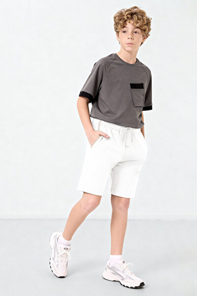 TOMMY LIFE Ekru Standart Fit Erkek Çocuk Şort - 11284