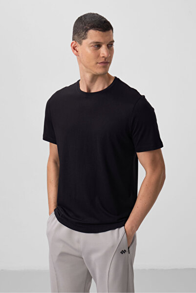 TOMMY LIFE Ανδρικό μπλουζάκι Standard Fit Basic O Neck 3 Pack Μαύρο 87911