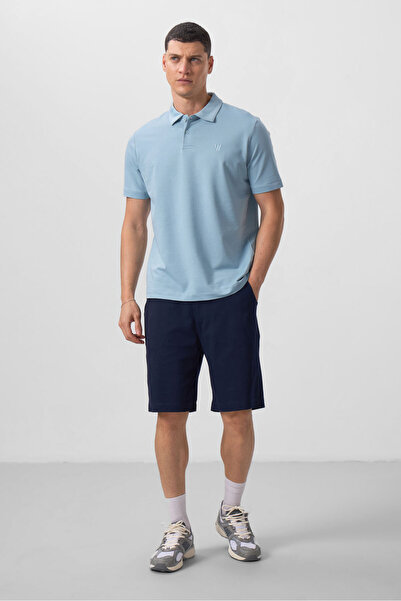 TOMMY LIFE Standard Fit Basic Polo Neck 2-Pack White-Ice Blue Men's T-Shirt - 87768