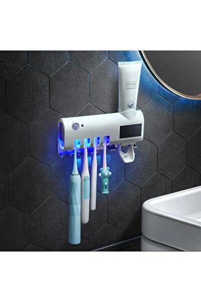 Otomatik Diş Macunu Sıkacağı Ve Sterilizatör 4 Adet Diş Fırçası Tutuculu