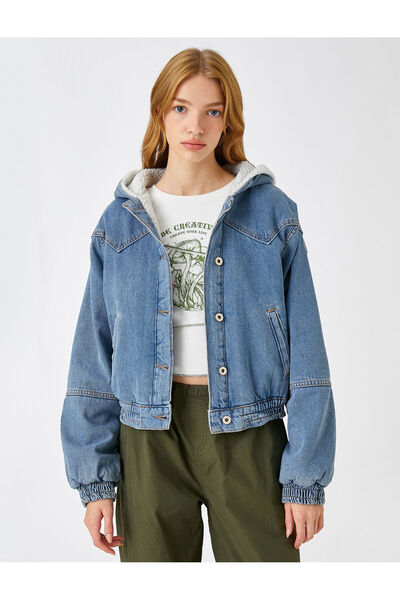 Koton Jachetă de blugi cu glugă Sherpa