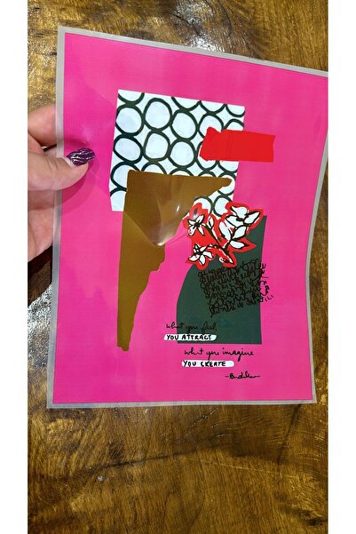 Gönülden Tasarım Imprimat prin transfer roz, care se formează cu fier de călcat 25x19 cm, cu emblemă Basaki