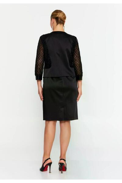 MAXXE 5901PSAT PAYETLİ CEKET KISA SATEN ELBİSE