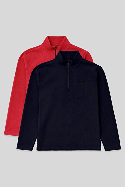 AIR JONES Ανδρικό φούτερ από φλις Standard Mold Stand-up Collar 2-pack Navy Blue-Fiesta - 88310