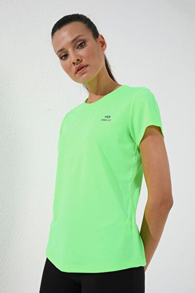 TOMMY LIFE Neon Green Basic Short Sleeve Standard Fit O-Neck Women's T-Shirt - 97144