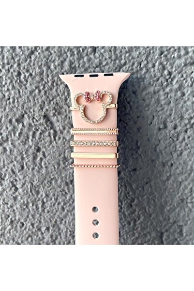 Mi7a Apple Watch Uyumlu Kordon Aksesuarı Charm Set Rose Gold