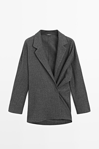 Massimo Dutti Dokulu %100 yün ince ceket