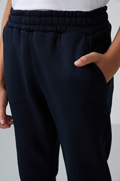 TOMMY LIFE Μπλε ναυτικό βαμβακερό χοντρό γούνινο εσωτερικό με απαλή υφή Standard Fit Κεντημένο για αγόρια φούτερ κάτω - 1122