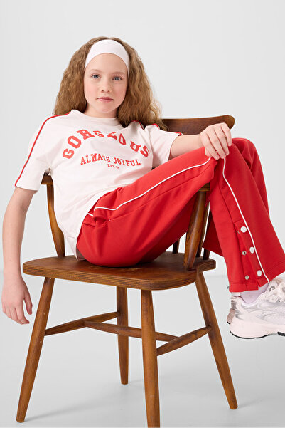 TOMMY LIFE Fiesta Geniş Paça Çıt Çıt Detaylı Kız Çocuk Palazzo Pantolon - 75199