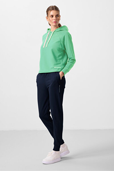 TOMMY LIFE Water Green-Navy Blue Hooded Oversized Women's Tracksuit Set - 95336