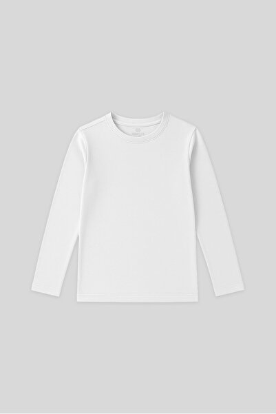TOMMY LIFE Beyaz O Yaka Standart Fit Basic Uzun Kollu Unisex Çocuk T-Shirt - ...