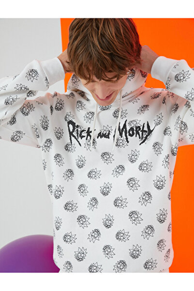 Koton Φούτερ με κουκούλα Rick and Morty επένδυση fleece Αδειοδοτημένο με τύπωμα