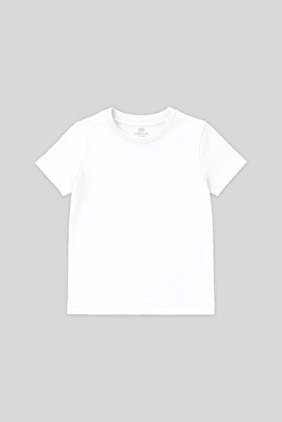 TOMMY LIFE تي شيرت أبيض برقبة دائرية وقصة قياسية للأطفال من الجنسين - 11328