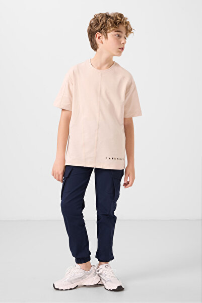 TOMMY LIFE Navy Blue Standard Fit Woven Lightweight Flexible Chino Boys' Trousers - 11271