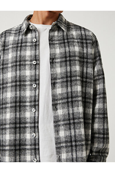 Koton Cămașă de lemn în carouri guler clasic cu mânecă lungă