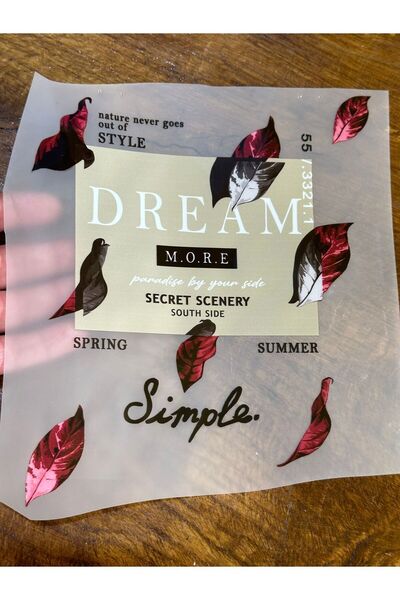 Gönülden Tasarım Green Dream Written Transfer Imprimat Fățiți cu fierul de călcat Shan Leafed Armada 21x18 cm