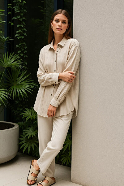 COMBİNE MİCHAİL Cămașă de vară pentru femei de sezon nou, bej