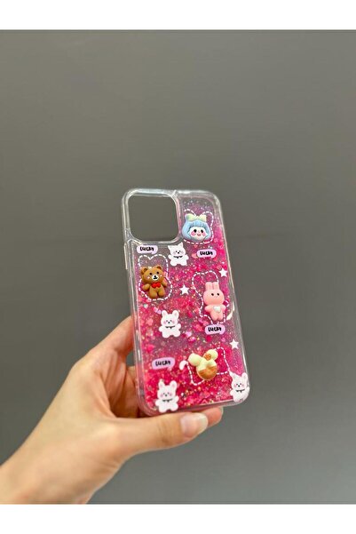 Mi7a Iphone 13 Pro Max Uyumlu Sevimli Sulu Simli Akışkan Tasarım Kılıf