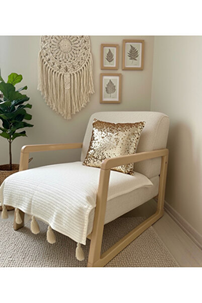 PETEKHOME PÜSKÜLLÜ KOLTUK ÖRTÜSÜ TEKLİ (70X90 EBATİNDA OTURMA YERİNE ÖRTÜDÜR)