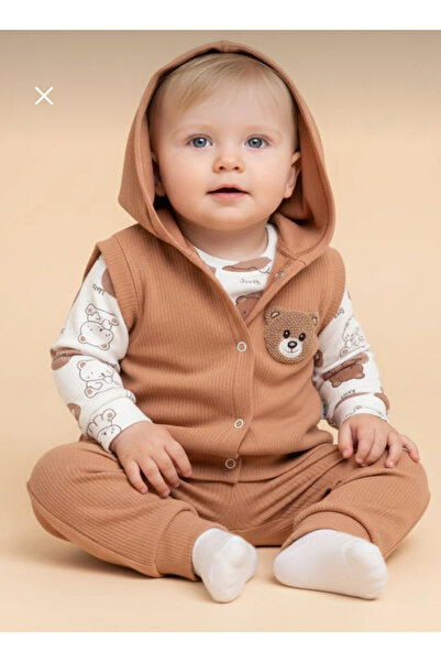 bebekyol Bear Embroidered Vest Baby Set