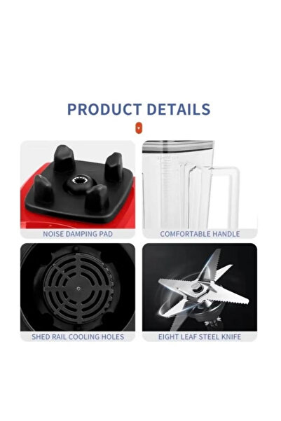 genernic Commercial 2 in 1 electric blender, 2.0 liter capacity, high-speed juicer and food processor 8500W, PS-4745 (Red)