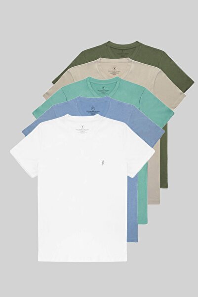 COMBİNE MİCHAİL Ανδρικό μπλουζάκι με λαιμόκοψη 5 τεμαχίων