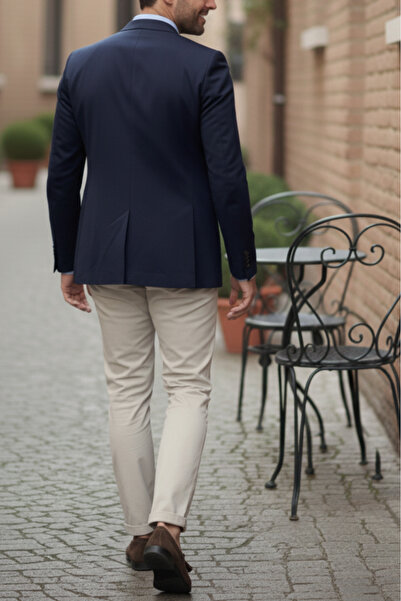 TheSeason Ανδρικό μπεζ Gabardine βαμβακερό Slim Fit Stretchy Chino παντελόνι