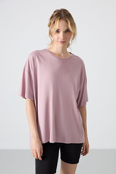 TOMMY LIFE Γυναικείο μπλουζάκι Soft Buttoned Dusty Rose Oversize - 97285