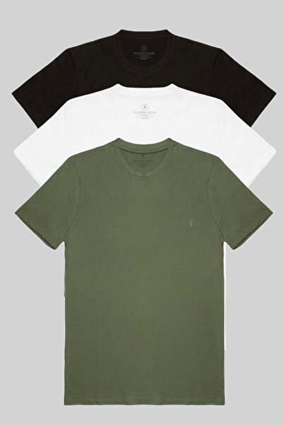 COMBİNE MİCHAİL Ανδρικό μπλουζάκι 3 τεμαχίων 100% βαμβακερό Basic Crew Neck