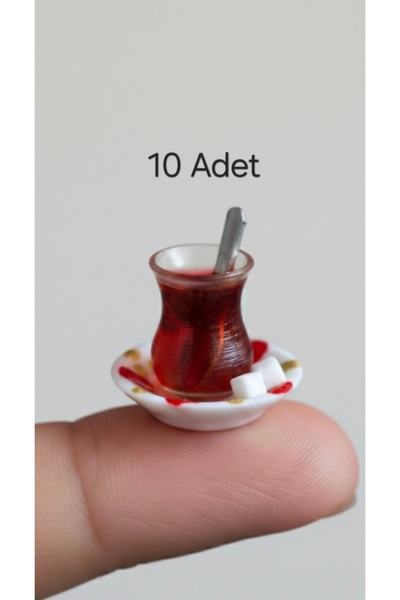 Minyatür Dünyam 10 Adet Minyatür Çay Bardağı - Şekerli Ve Sade Karışık. Tepsi...