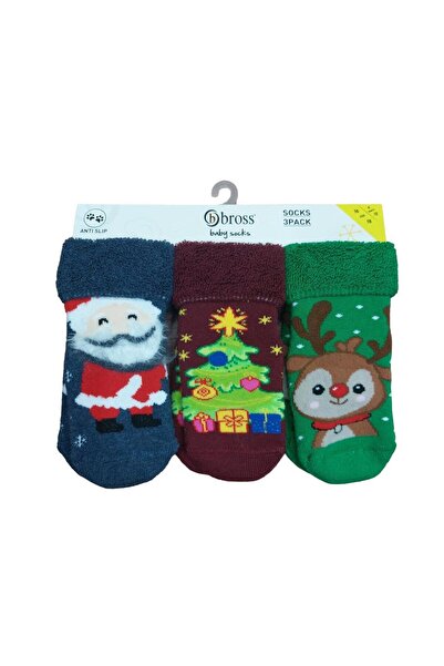Bross مجموعة من 3 جوارب قطنية للأطفال (للأطفال) للعام الجديد