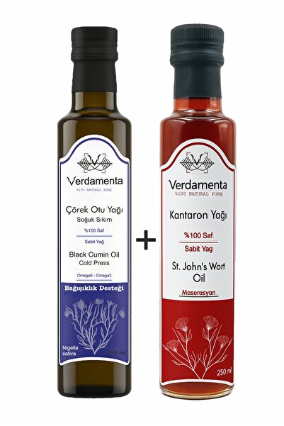verdamenta %100 Saf Soğuk Sıkım Çörek Otu Yağı & Kantaron Yağı Seti 2x250 ml ...