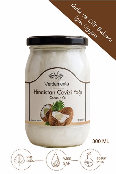 verdamenta Doğal Soğuk Sıkım Hindistan Cevizi Yağı 300 gr -(YENİLEBİLİR),(YÜZ...