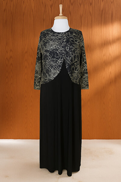 HESNA Μαύρο μπουφάν Zuhal, κομψό βραδινό κοστούμι μητρικής φορέματος μεγάλου μεγέθους