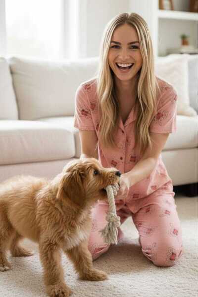 Sude HOMEWEAR قميص نسائي منقوش بأكمام قصيرة بيجامة عصرية