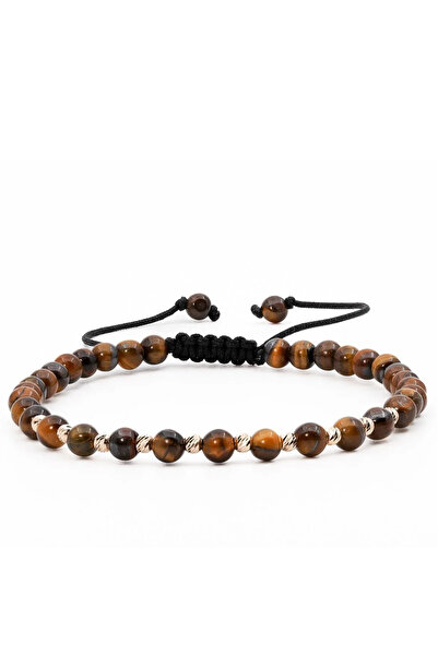 MANAVA Bracelet with 10 balls in 14k gold and tiger's eye