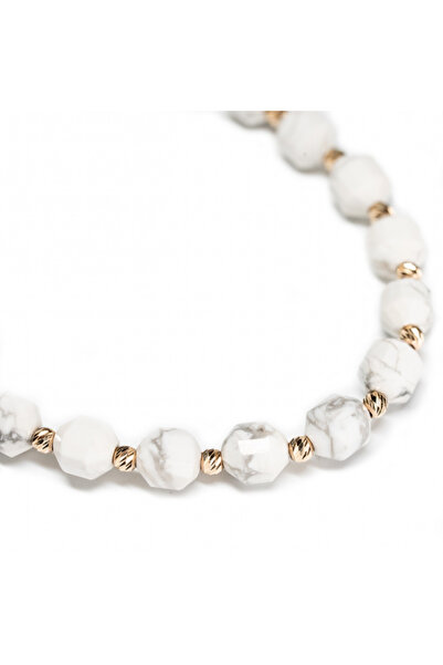 MANAVA 14k gold bracelet with 20 balls and howlite stones, adjustable