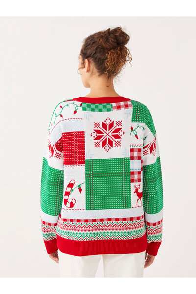 LC Waikiki New Year's Themed Crew Neck Long Sleeve Women's Knitwear Sweater