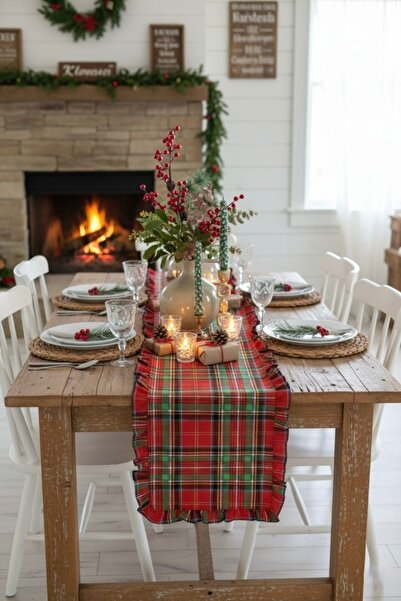 vintagetasarım Concept de Crăciun pentru decorarea podelei, cu volane în caro...