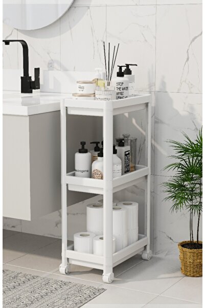 Online Home Market PEGGY 3 Katlı Tekerlekli Raf Ünitesi –Çok Amaçlı Mutfak Er...