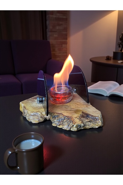 Home Zeytin Ağacı Masa Üstü Dumansız Şömine