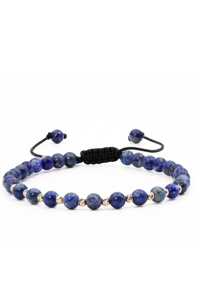 MANAVA Brățară cu 10 bile de Aur 14k și lapis lazuli