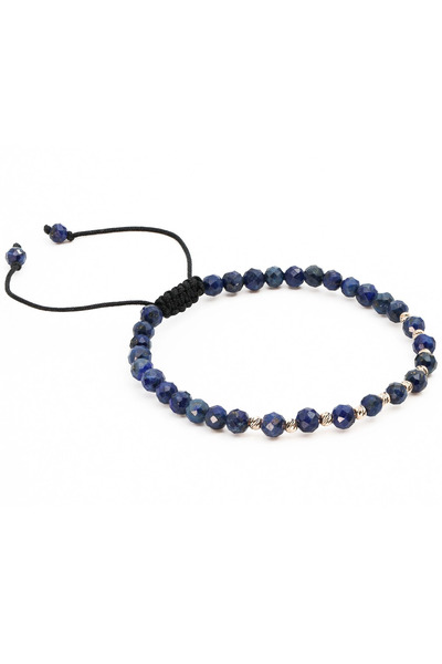 MANAVA Brățară cu 10 bile de Aur 14k și sfere fațetate de lapis lazuli